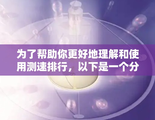为了帮助你更好地理解和使用测速排行，以下是一个分步指南